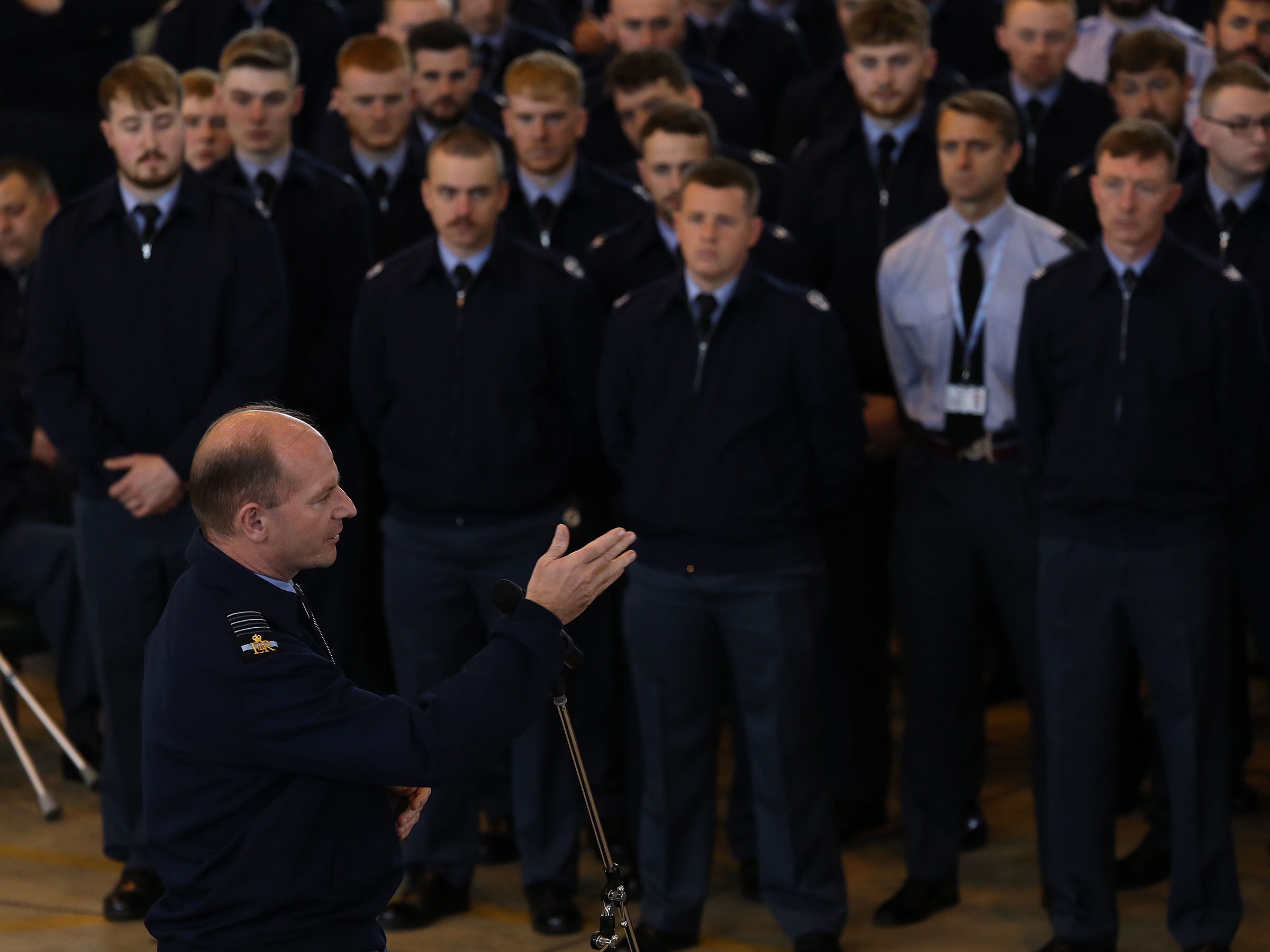 Air Chief Marshal Wigston speaks to Station and Support Force personnel